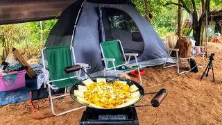 AMANHECE NO ACAMPAMENTO PESCAMOS E FIZEMOS CAFÉ DA MANHÃ NA BEIRA DO RIO