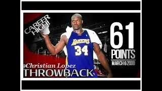 Shaquille O'Neal Career-HIGH 2000.03.06 at Clippers - 61 Pts, 23 Rebs, UNSTOPPABLE!
