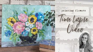 Palette Knife Painting Flowers Time Lapse!