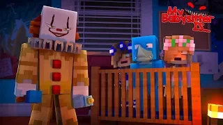 MY BABYSITTER IS..... IT THE CLOWN !!!! Minecraft w/ Little KElly, Little Carly and Sharky