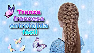 Trenza francesa entretejida | Fácil y rápido | La reina de las trenzas♡