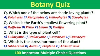 Botany Quiz | 100 Important MCQ | Science Quiz Questions For Students | Science GK | #ScienceQuiz