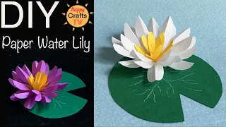 HOW TO MAKE WATER LILY WITH PAPER I DIY paper water lily I Easy DIY paper crafts