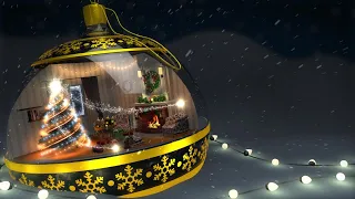 Animated Christmas Card Template - Cosy Cabin Snowglobe