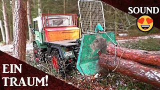 Holzrücken mit Unimog 411 im Winter am Berg! 2/2 | 3 Stämme auf einmal! #Sound