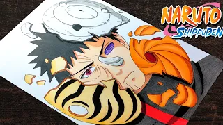 How To Draw"Uchiha Obito"(Three broken mask)step by step(Tutorial)for beginners||Naruto:Shippuden