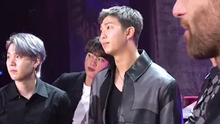 I absolutely love Jealous/proud NamJoon. (BTS meeting Cold Play)