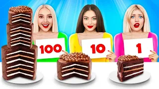 Desafio Alimentar: 100 CAMADAS | Comer 1 VS 1000 Camadas de Chocolate! Batalha por RATATA BRILLIANT