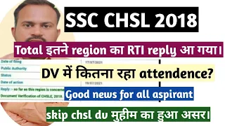 ssc chsl 2018 | dv total attendence region wise RTI reply | total dv attendence | expected cutoff