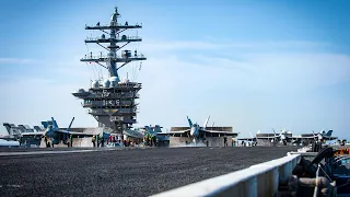 The Aircraft Carrier USS Dwight D. Eisenhower (CVN 69) conduct flight operations at Sea