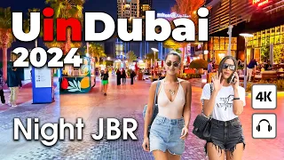 Dubai 🇦🇪 Night Jumeirah Beach Residents [ 4K ] Walking Tour