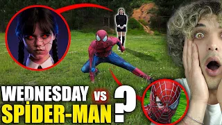 WEDNESDAY vs SPİDERMAN FİGHT ! - GERÇEK HAYATTA DRONE KAMERASINA YAKALANDI !! 😱