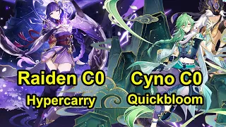 Raiden C0 hypercarry & Cyno C0 quickbloom Spiral AByss floor 12 Genshin Impact