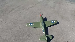 Banana Hobby P-40 Warhawk 2nd Flight ..  great takeoff , bad Landing !! 🤦🏻‍♂️🤷🏻‍♂️