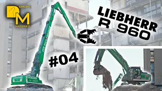 Liebherr R960 high reach demolition excavator tearing down large office building #04 excavator diary