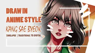 SQUID GAME DRAWING - Kang Sae Byeok in Anime Style [ Timelapse | Speed drawing ]
