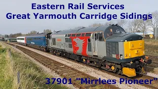 Class 37 37901 "Mirrlees Pioneer" passing Great Yarmouth Carriage sidings