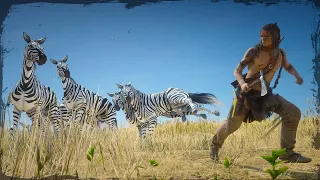 Native American Fights Crazy ZEBRAS in Red Dead Redemption 2 PC