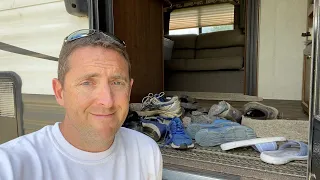 DIY Shoe Cubby in a travel trailer