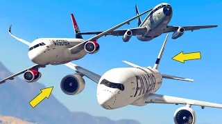 Airbus A350 Crashes mid-air with TWO Airplanes | GTA 5