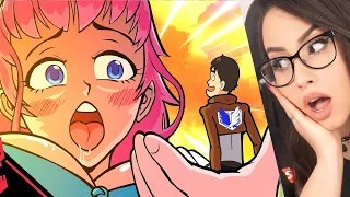 Bunny REACTS to Swallowed by Anime (Attack on Titan parody)