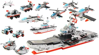 How to Build LEGO big military set  - Qman Trans collector 1418D aircraft carrier 17 in 1