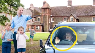 Catherine SPOTTED going for a drive as Cambridges spend first weekend at new Windsor home