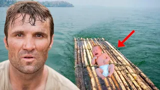 A fisherman finds a baby alone at sea on a raft, and is startled when he approaches...