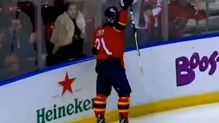 Trocheck Hits the Post then Celebrates thinking he scored