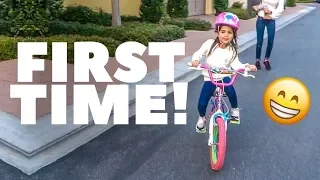 TEACHING AVA HOW TO RIDE A BIKE FOR THE FIRST TIME!! (NO TRAINING WHEELS!)