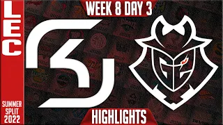 SK vs G2 Highlights | LEC Summer 2022 Week 8 Day 3 | SK Gaming vs G2 Esports