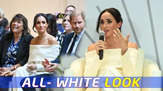 🤍 Meghan Shines in Stunning All White Ensemble ✨