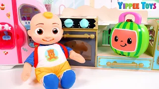 Cooking With Play Food in a Pretend Kitchen | Lunch Box for JJ Cocomelon Toys