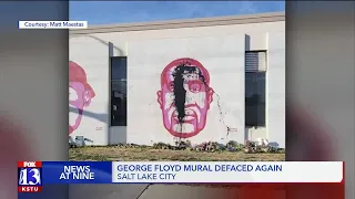 Mural of George Floyd in SLC defaced