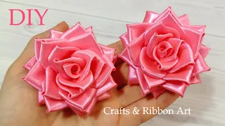 🌹 Realistic and Super Easy Ribbon Roses - Easy Flower Making - DIY Satin Ribbon Rose - Rosa de Cetim