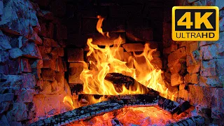 FIREPLACE BURNING 4K UHD & Crackling Fire Sounds 🔥 Fireplace Sounds for Stress Relief, Study, Sleep