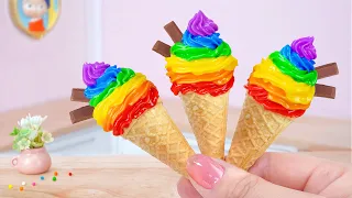 Choose Chocolate Ice Cream🍨How To Make Perfect Miniature Rainbow Ice Cream Cones 🌈 Mini Cakes Making