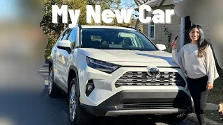 My New Car! Car Tour on my 2022 Toyota RAV4 Limited FWD in Blizzard Pearl! #toyota #rav4 #cartour