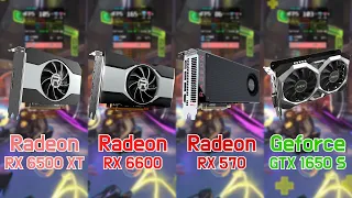 Radeon RX 6500 XT vs RX 6600 vs RX 570 vs GTX 1650 Super with i9-12900K(7 Games / FHD / 1080p)
