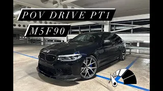 POV day motorway drive  BMW F90 M5 Stage 2,  LED steering wheel PT1