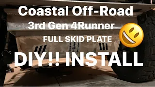 Coastal Off-road full skid plates on 3rd Gen 4 Runner DIY install!