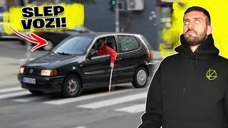 SLEP ČOVEK VOZI AUTO! *ljudi ne veruju*