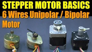 Stepper Motor Basics - 6 Wires Unipolar / Bipolar Motor