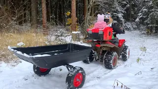 Покатушка в лес с прицепом на подростковом за дровами! ATV 125 cc