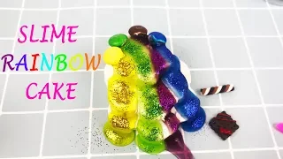 Making Glitter Rainbow SLIME M&M's cake with plasticine. DIY  Mini slimey food