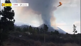 6/10/21 Cancelan el vuelo de dron programado por la lluvia piroclástica. Erupción La Palma IGME-CSIC