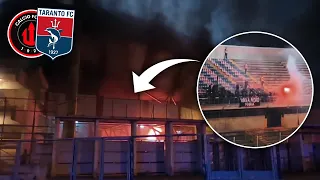 TARANTO - FOGGIA | Scoppia l'incendio per i fumogeni: stadio evacuato dopo Taranto-Foggia