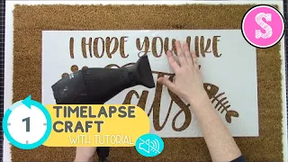 Doormat Making at Home with a Vinyl Stencil (Silhouette Timelapse Tutorial)