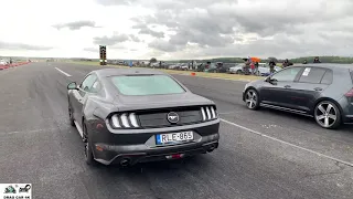 Ford Mustang EcoBoost 2.3 vs VW GOLF 7 GTI MK7 🚦🚗 drag racing 1/4 mile - 4K