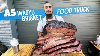 Japanese FOOD TRUCK Sells 12 HOUR Smoked A5 Wagyu Beef Brisket from ULTRA RARE Cattle